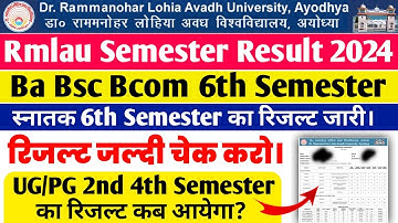 Rmlau Ba Bsc Bcom 6th Semester का रिजल्ट जारी। Rmlau Ba Bsc Bcom 2nd 4th 6th Semester Result 2024