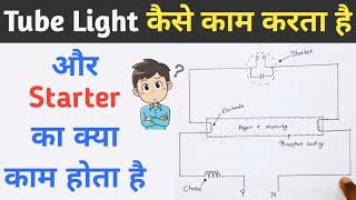 How Does A Fluorescent Tube Light Work And How Starter Work In Hindi