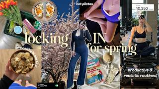LOCKING IN for spring 🌷7AM productive days, healthy lifestyle, workout classes & staying consistent!
