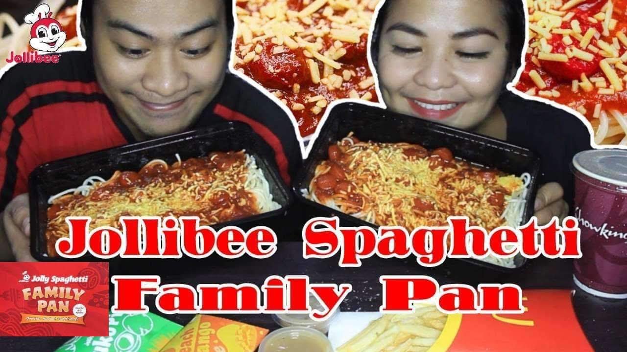 Jollibee Spaghetti Family Pan Mukbang With Mcdo Large Fries Mukbang Philippines Youtube