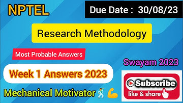 Research Methodology | Week 1 Quiz | Assignment 1 Solution | NPTEL | SWAYAM 2023