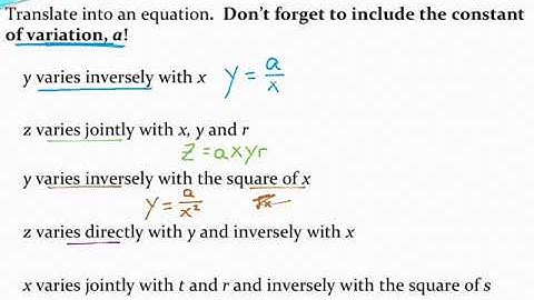 Writing equations to model direct, inverse, and joint variation