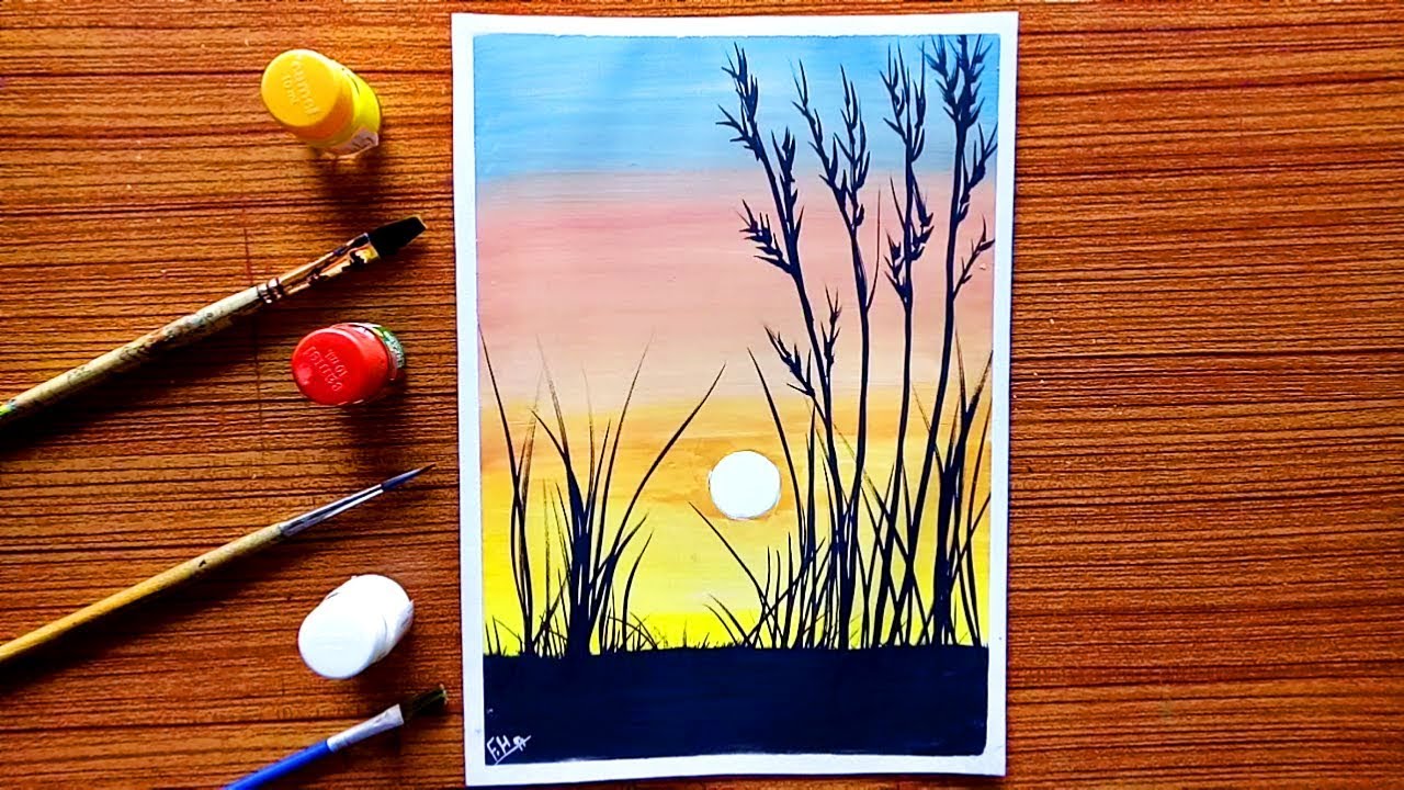 Easy Watercolour Painting For Beginners / Sunset Painting Using