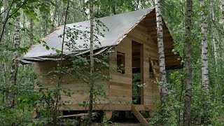 thunderstorm and rain , building my log cabin , off grid recreation area