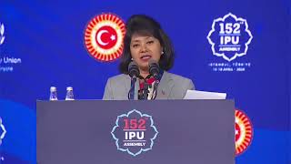 Presenting the report of the 152 IPU Standing Committee on Sustainable Development.
