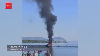 На Красноярском водохранилище сгорел катер