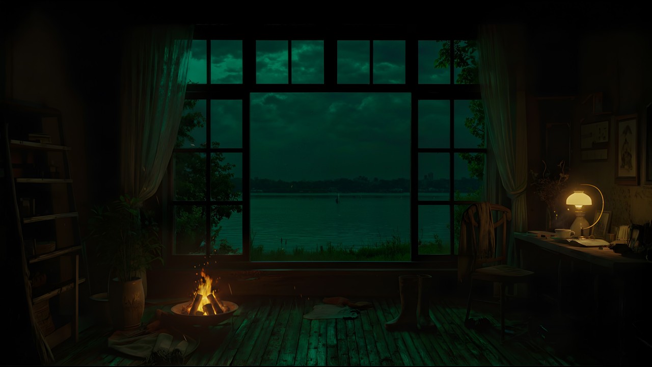 Rainy Sounds on the Window | Heavy Rain & Fireplace in Cabin with Drifting to Sleep 😴