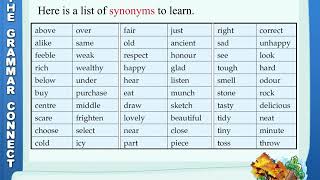 Synonyms - Grammar for Class 3