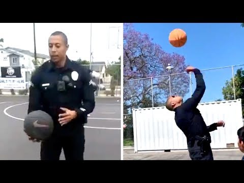 Cop Pulls Up To Park And Makes INCREDIBLE Trick Shot In Front Of Kids