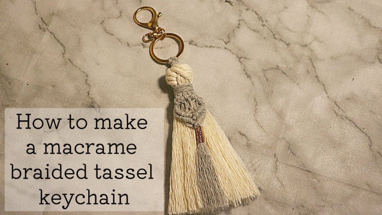 マクラメ編み タッセル フリンジキーホルダーオーナメントの作り方〜How to make a macrame tassel keychain