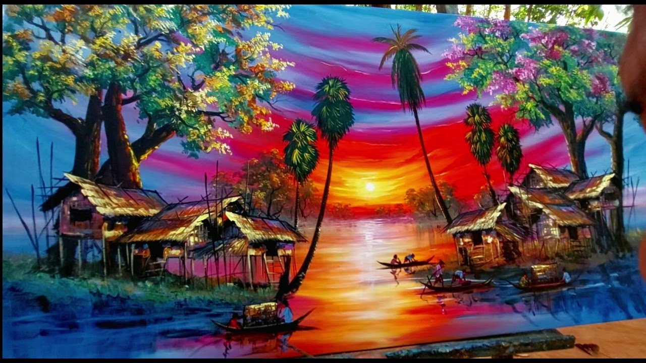 Sunrise at the fishing village on Tonle Sap Lake