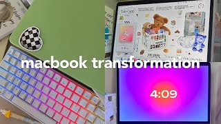 aesthetic macbook transformation 🍭☁️ | new case, wallpaper, custom icons, & widgets