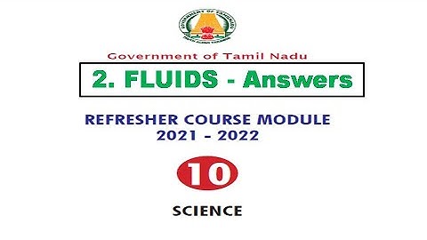 #refresher Course module answers | Class 10 | Science|Unit 2|Fluids Englishmedium| 10th std Science
