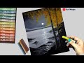 #20 - Oil Pastel Drawing, Beginners Art Tutorial Realistic Nightscape (step by step)painting/Drawing