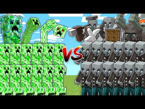 CREEPERS vs PILLAGERS in Mob Battle