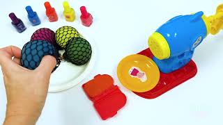 Satisfying Video l How to make Rainbow Noddles with Stress Balls & Nail Polish Cutting ASMR