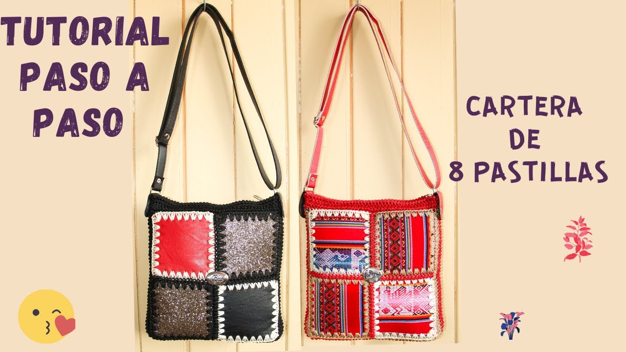 Tutorial de Morralito de 8 pastillas de manta tejido a crochet.