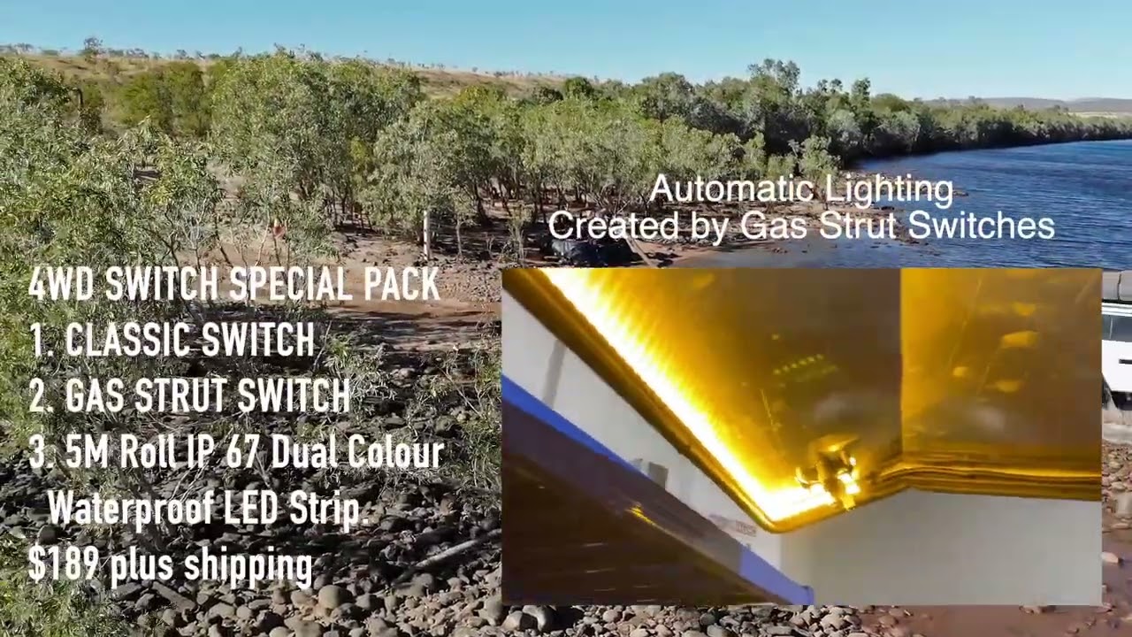 Switch Dual Colour LEDs in White or Amber plus Automatic Gas Strut switches for $189