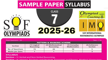 Class 7 IMO Sample Paper 2025-26 / IMO Olympiad class 7 / International Mathematics Olympiad Class 7