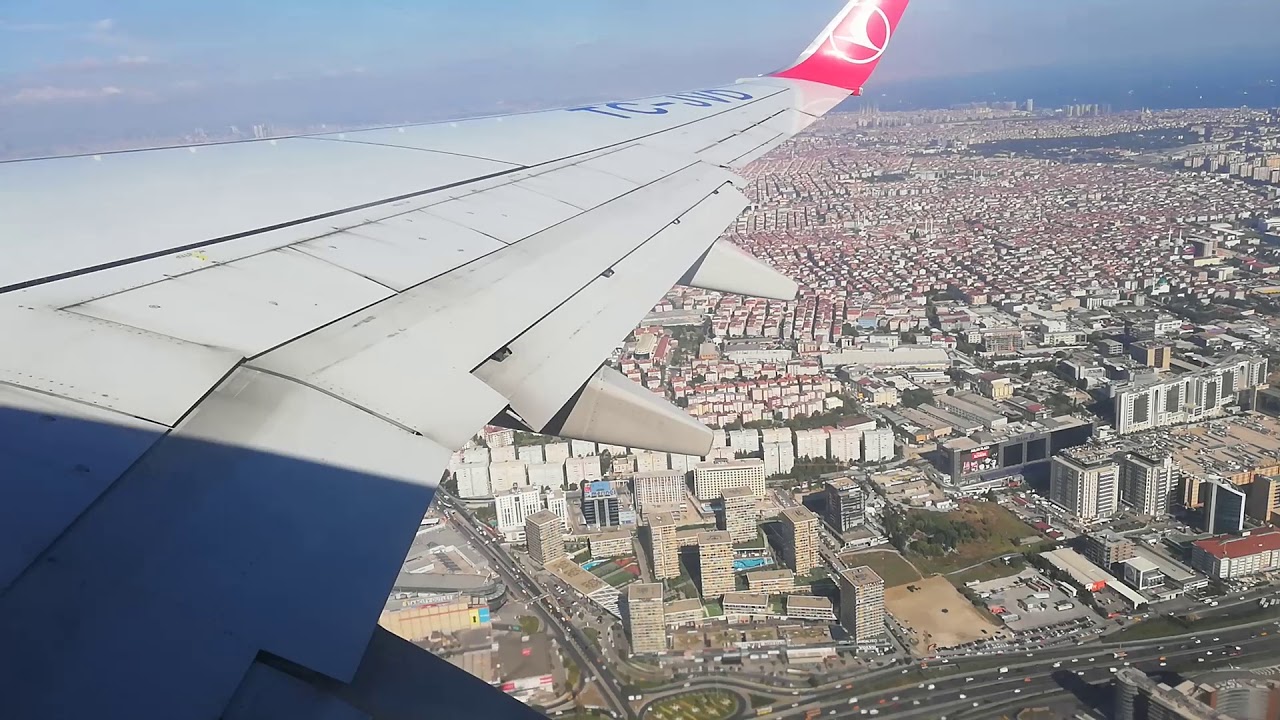 Flying over Istanbul Istanbul view Turkish AirlinesTop view of