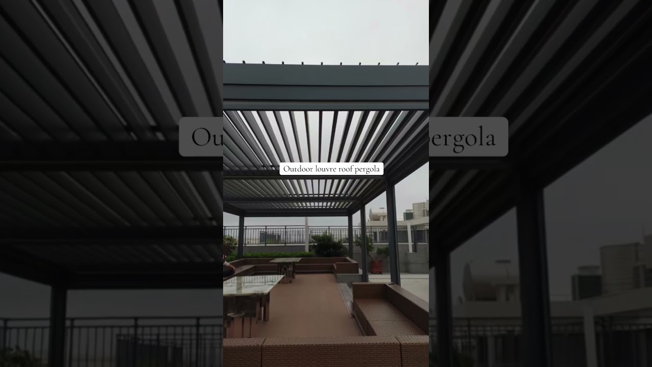 Custom outdoor waterproof remote control aluminum adjustable louvre roof pergola + led light