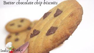 Eggless Whole Wheat Chocolate Chip Butter Cookie In 2 Ways! Oven & Without Oven Baking