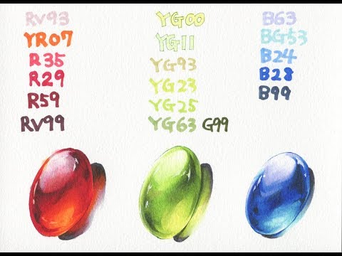 コピック つやつやの宝石 ガーネット ペリドット サファイア を塗ってみた メイキング Copic Painting Youtube