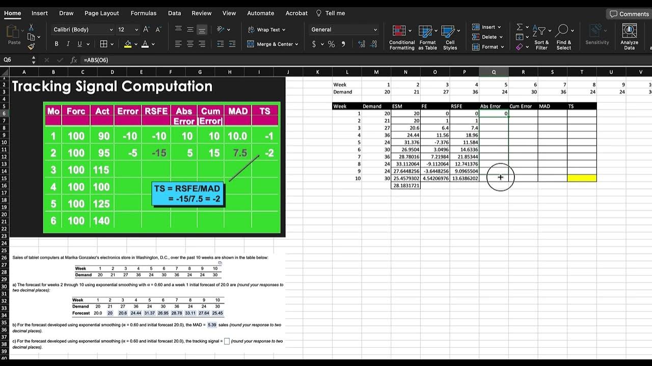 Quiz 3_How to calculate tracking signal for forecasting - YouTube