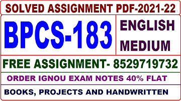 bpcs-183 solved assignment 2021-22 / bpcs 183 in english  / bpcs 183 solved assignment in english