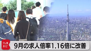 ９月の求人倍率1.16倍に改善（2021年10月29日）