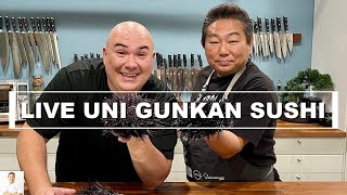 Making A HUGE LIVE UNI Gunkan Sushi FEAT. GUGA FOODS