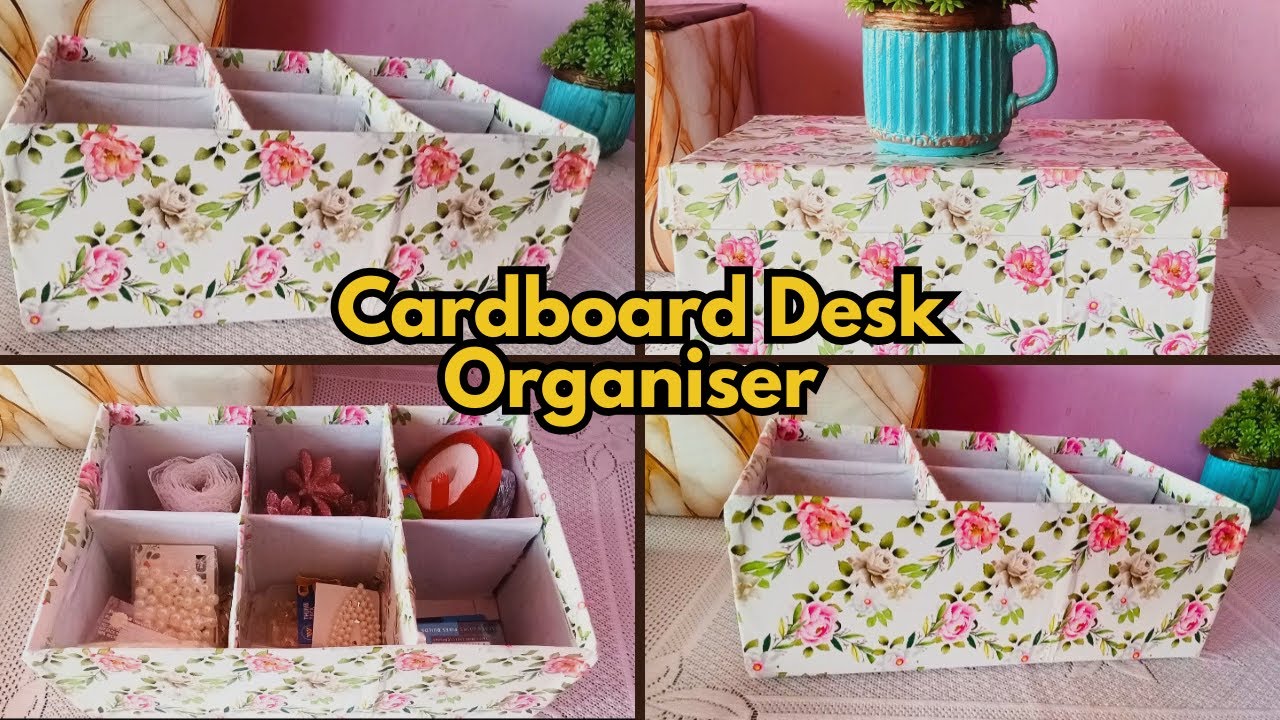 Diy Cardboard Stationery Organizer | Reuse Cardboard Shoe Box - YouTube