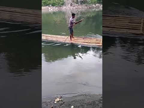 Transportation through local Bamboo boat at village