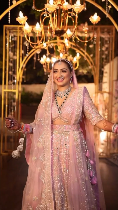Indian Bridal Entrance | Madhanya | Rahul Vaidya Disha Parmar Asees Kaur | Pink Wedding Lehenga
