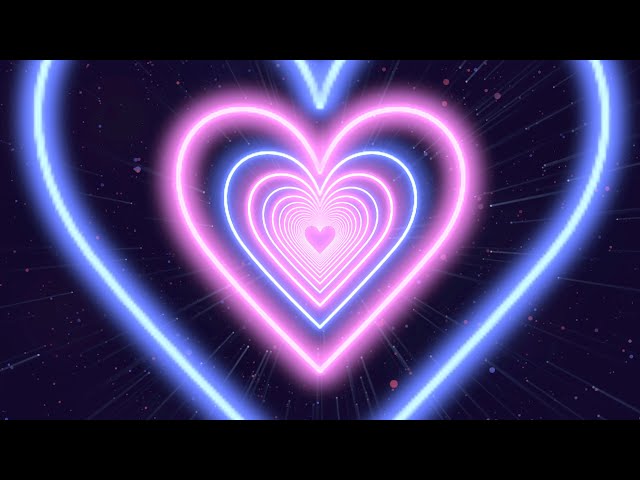 Beautiful 💜Purple Heart Background ✨Neon Lights Love Heart Tunnel Loop [2  Hours] 