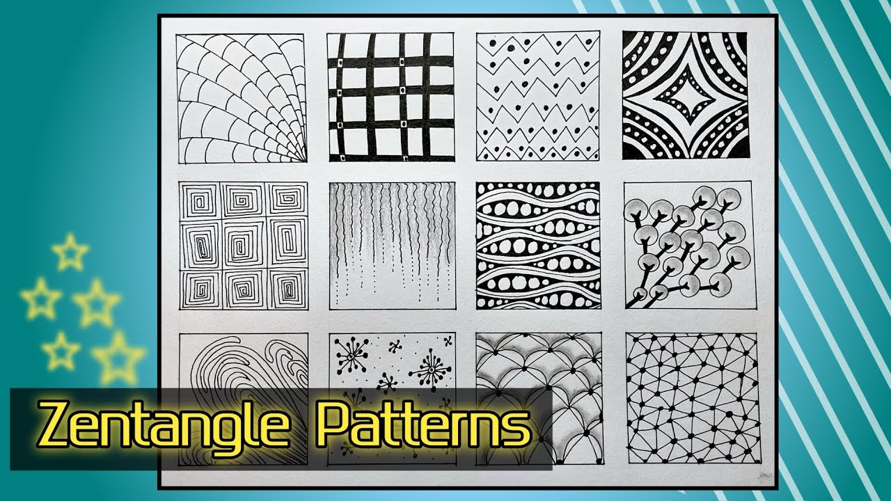 12 Zentangle Patterns For Beginners || Zentangle Art Patterns