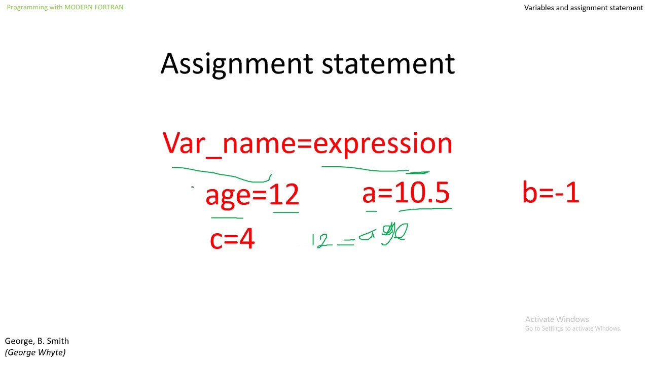 what is assignment statement in fortran