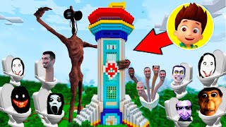 SURVIVAL PAW PATROL BASE WITH SKIBIDI TOILET NEXTBOTS in Minecraft Gameplay Minions DOM DOM TOILET