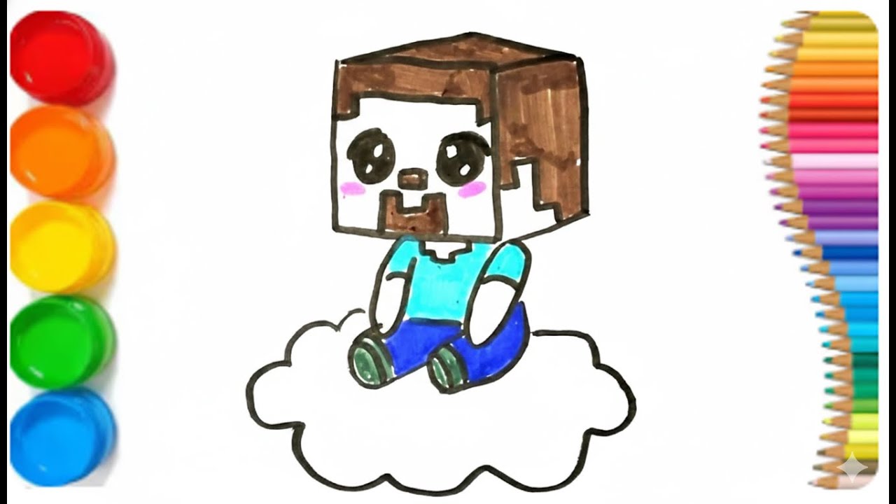 How to Draw the Cutest Minecraft Character 👶 Sevimli Minecraft Steve ...
