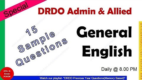 DRDO Admin and Allied | 15 sample questions | General English