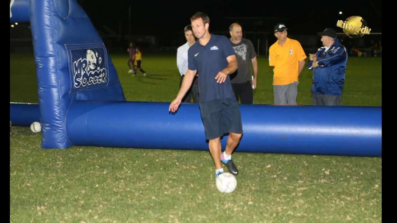 Lucas Neill and Mr Soccer training with EWFC on Thursday 12th April 2013