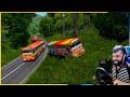 රියදුරාගේ වරද නිසා වුන අනතුර | ets 2 multiplayer convoy|#ets2 #busgames #laahiru