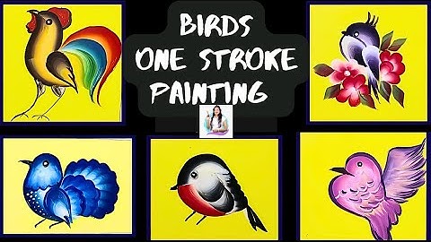 One stroke painting birds | Easy birds acrylic painting | 5 ways to paint easy birds