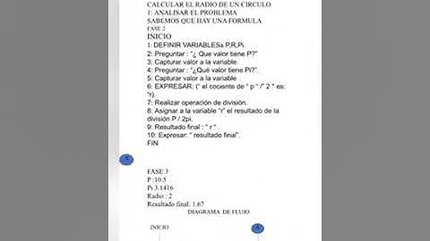 Problema de algoritmo CALCULAR EL RADIO DE UN CÍRCULO