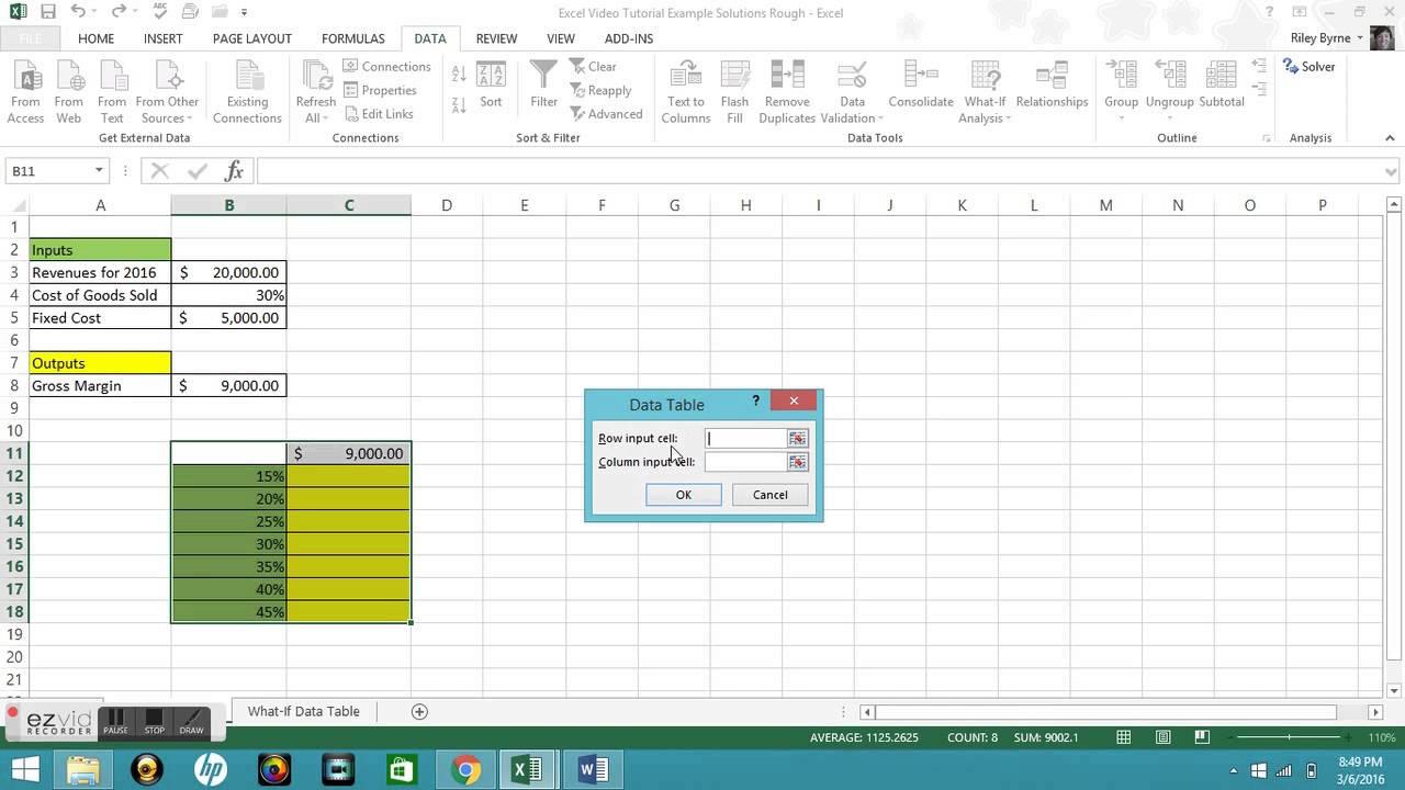 Microsoft Excel Tutorial One Variable Data Tables Youtube