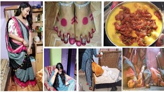 Saree Lover ? विजया दशमी Vlog | Indian housewife Vlog | Alta design