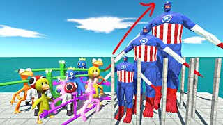Rainbow Friends Rescues Growing Captain America An And Fight - Animal Revolt Battle Simulator