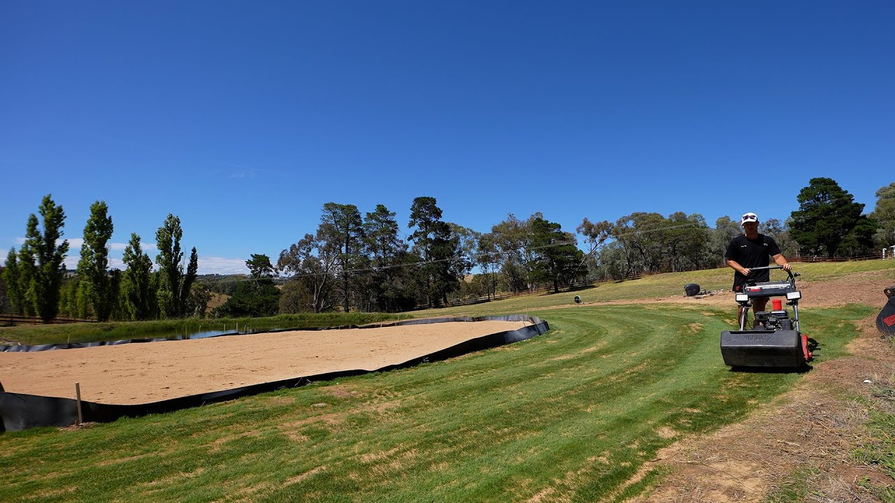 First Mow on My Seeded Lawn // Backyard Golf Green YouTube