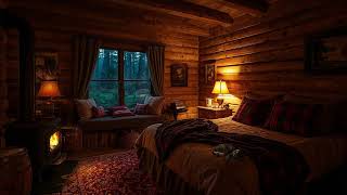 Cozy Winter Cabin with Relaxing Rain and Crackling Fireplace Sounds for Sleep, Work and Relax