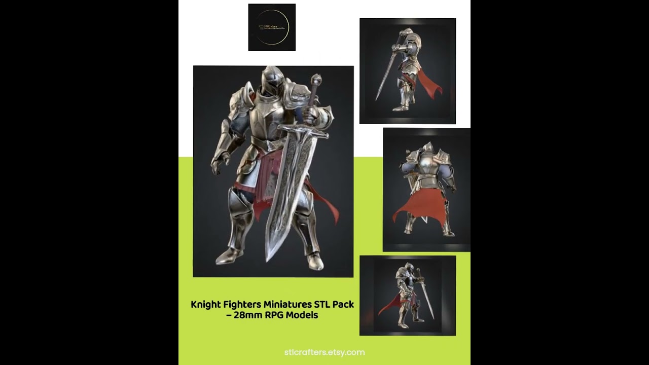 Knight Fighters Miniatures STL Pack &ndash; 28mm RPG Models